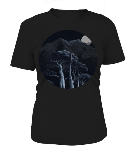 vintage dark colored trees and mountains Women's T-Shirt