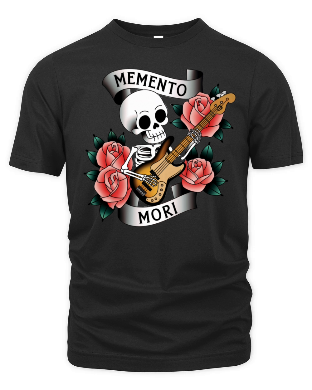 Memento Mori Skeleton Playing Bass T-Shirt Organic Unisex T-shirt