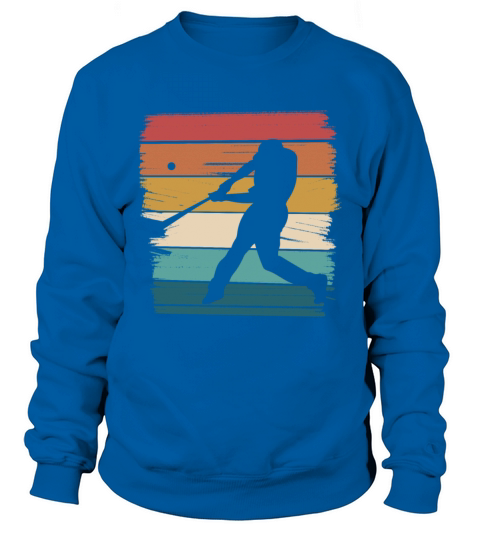 Retro Baseball Silhouette Against Colorful Stripes Sweatshirt Unisex