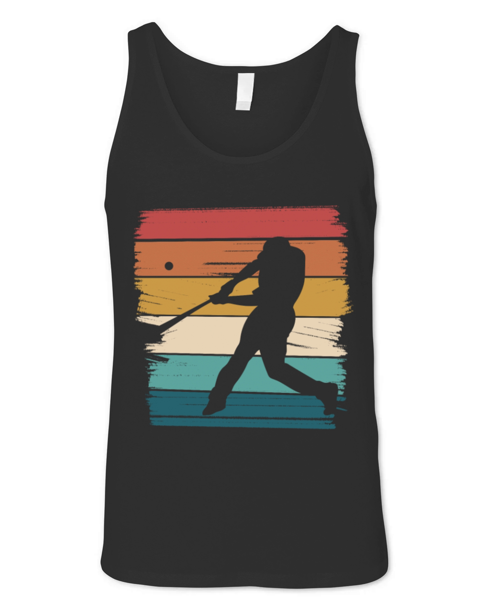Retro Baseball Silhouette Against Colorful Stripes Unisex Jersey Tank