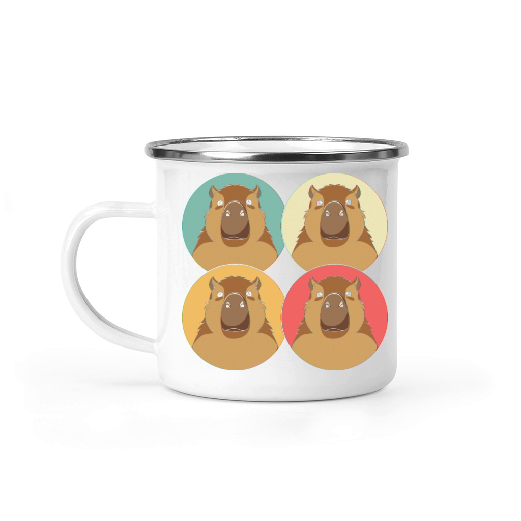 Four Faces Capibara Rodent Cute Capybara Camping Mug