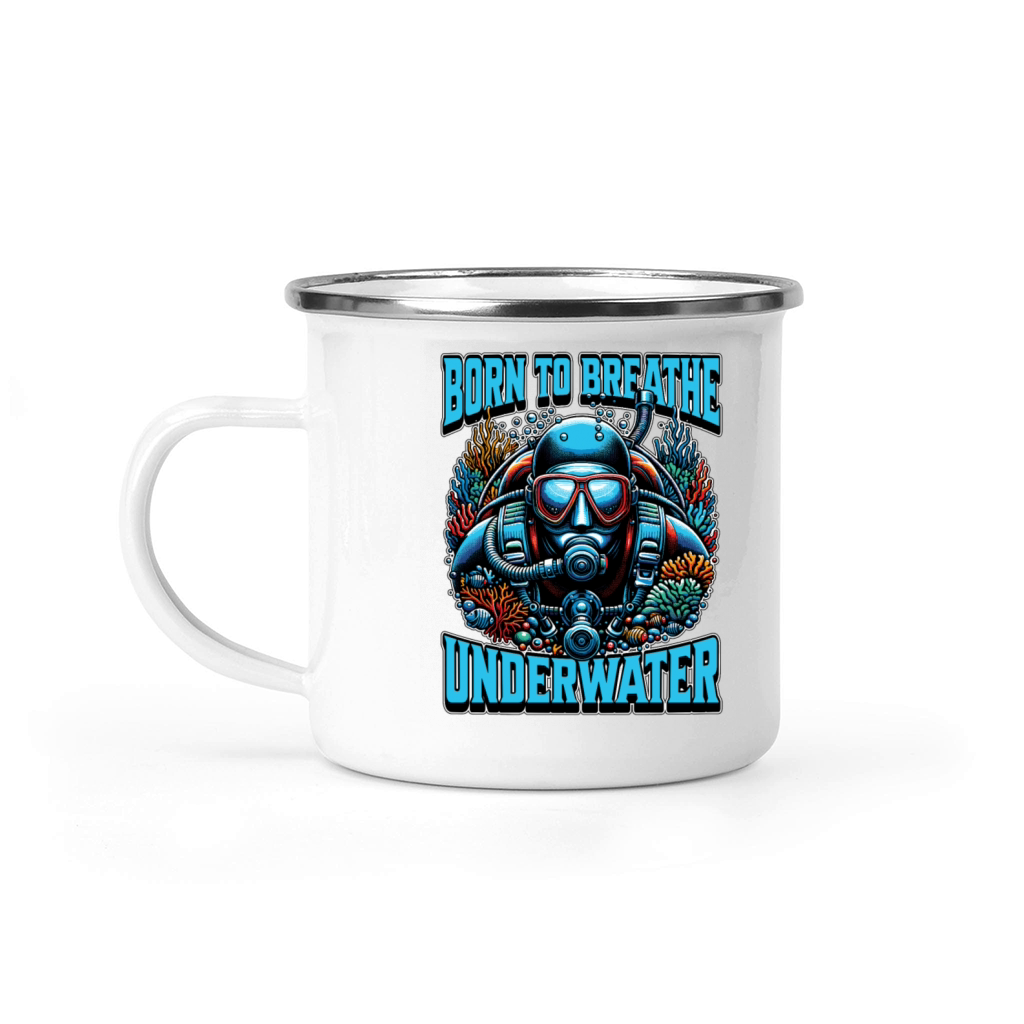 Scuba Diving Born To Breath Underwater Swimming Camping Mug