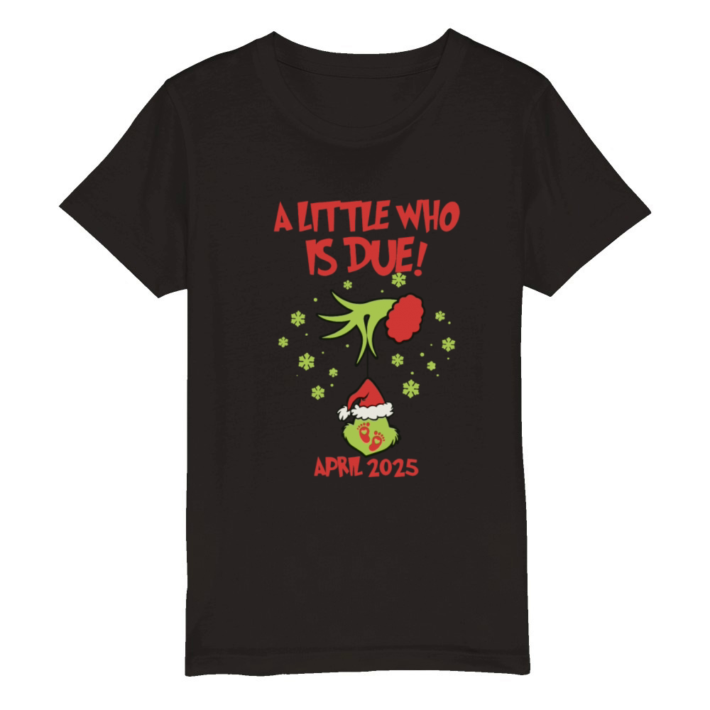Little Who Is Due Vintage Witch Xmas Retro Santa Organic Kids Crewneck T-shirt