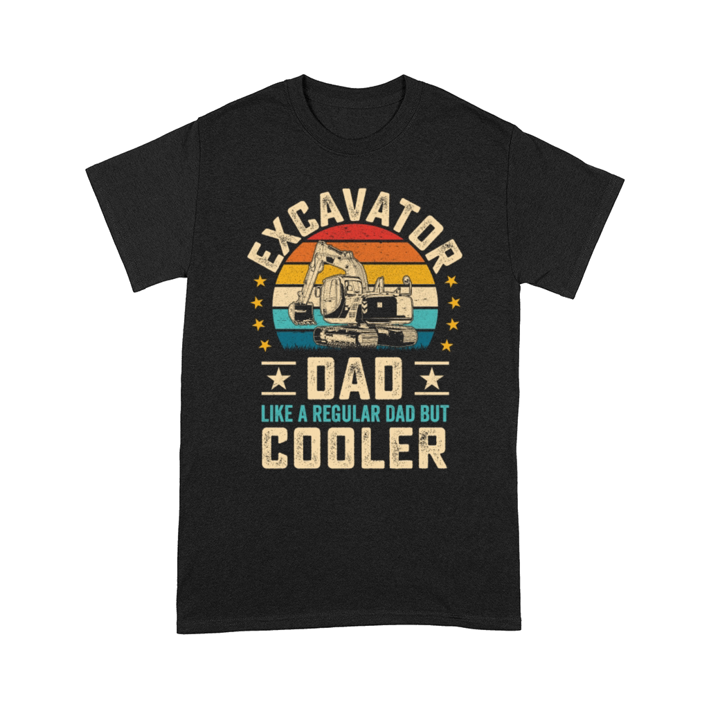 Excavator Dad retro sunset construction Papa Comfort T-shirt