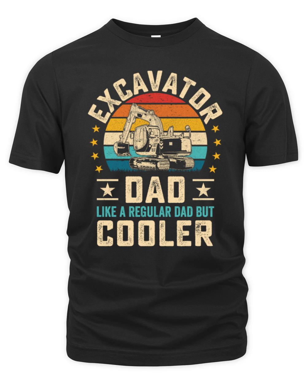 Excavator Dad retro sunset construction Papa Organic Unisex T-shirt