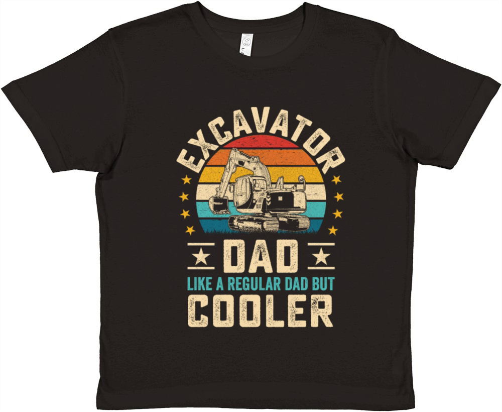 Excavator Dad retro sunset construction Papa Premium Kids Crewneck T-shirt