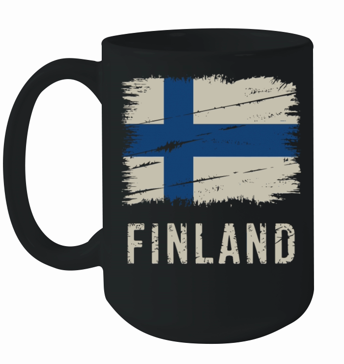 Finnish Flag Vintage Made In Finland Ceramic Mug