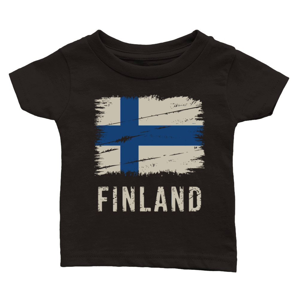 Finnish Flag Vintage Made In Finland Classic Baby Crewneck T-shirt