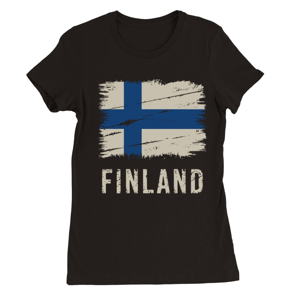 Finnish Flag Vintage Made In Finland Premium Womens Crewneck T-shirt