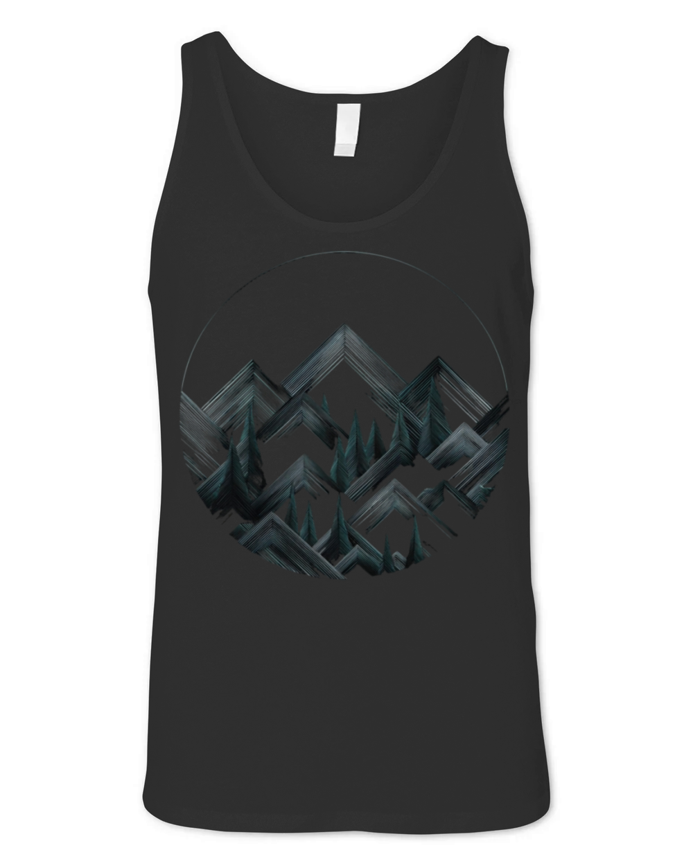 vintage dark colored trees and mountains Unisex Jersey Tank