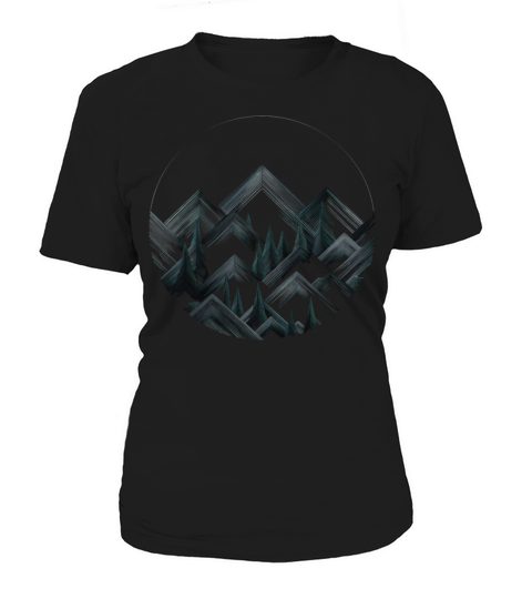vintage dark colored trees and mountains Women's T-Shirt