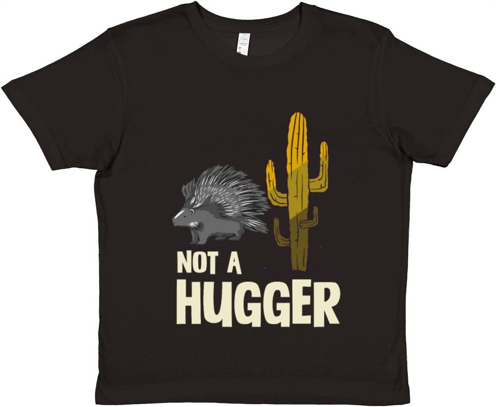 Not A Hugger Porcupine Cactus Humor Graphic Premium Kids Crewneck T-shirt