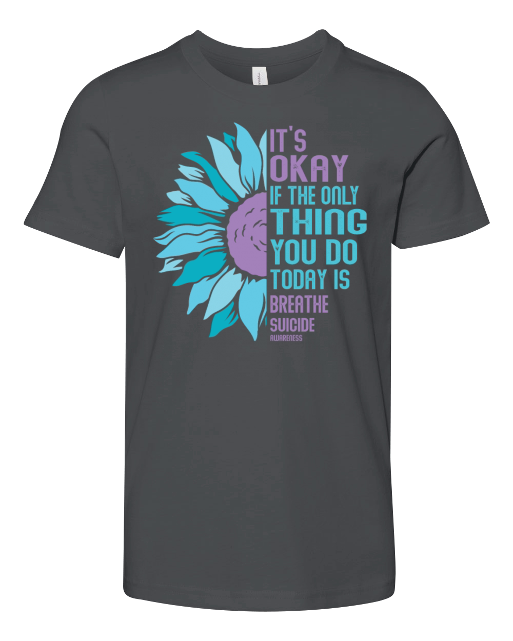 Mental Health Warrior Purple and Teal Youth Unisex Jersey Tee