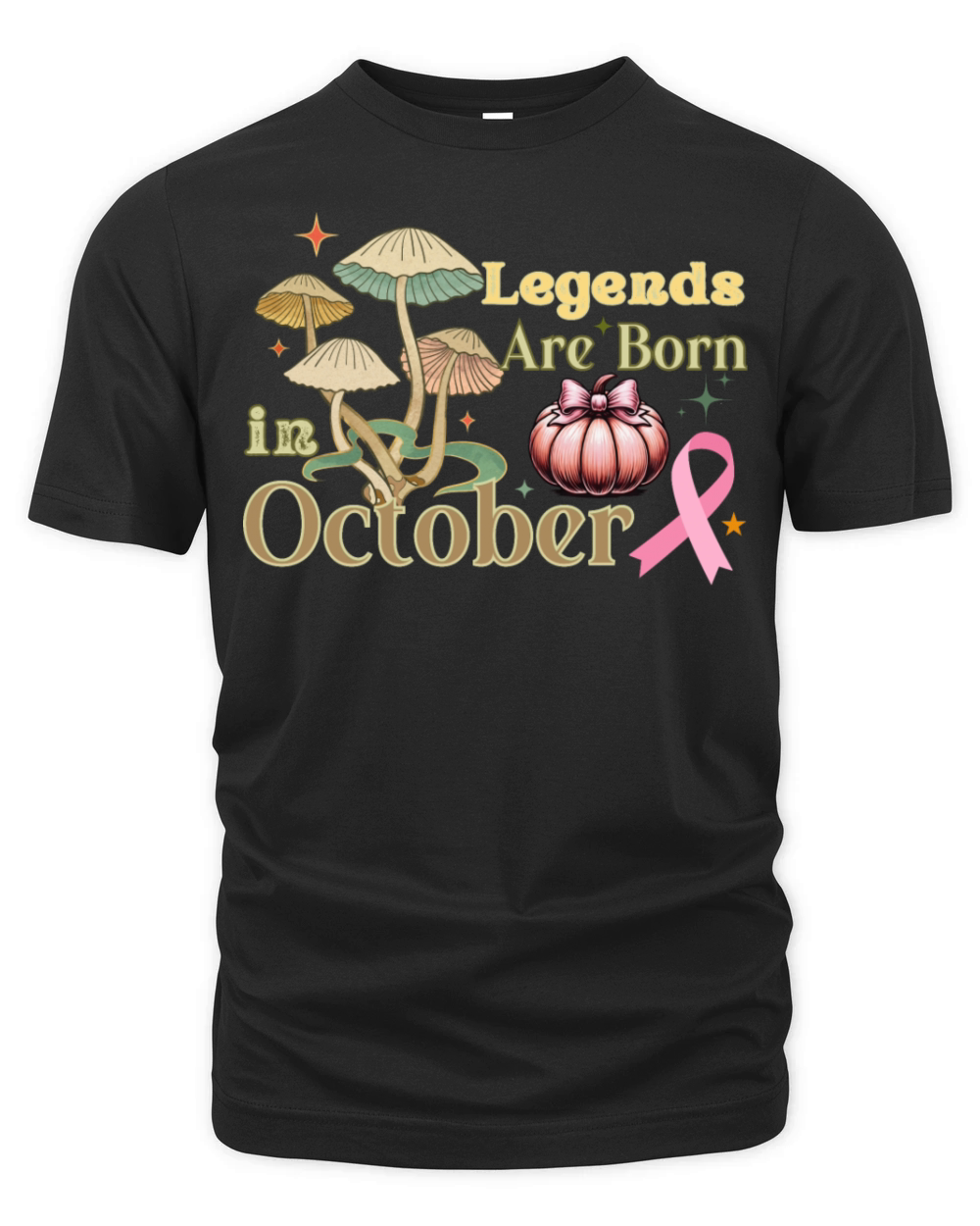 Legends Are Born In October Breast Cancer Design Organic Unisex T-shirt