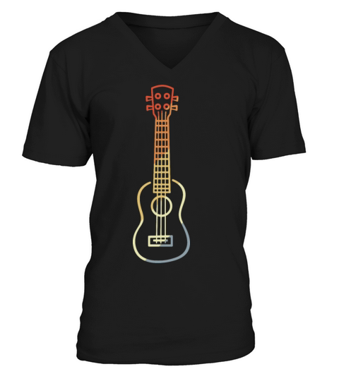 Vintage Ukulele Sketch V-Neck T-shirt