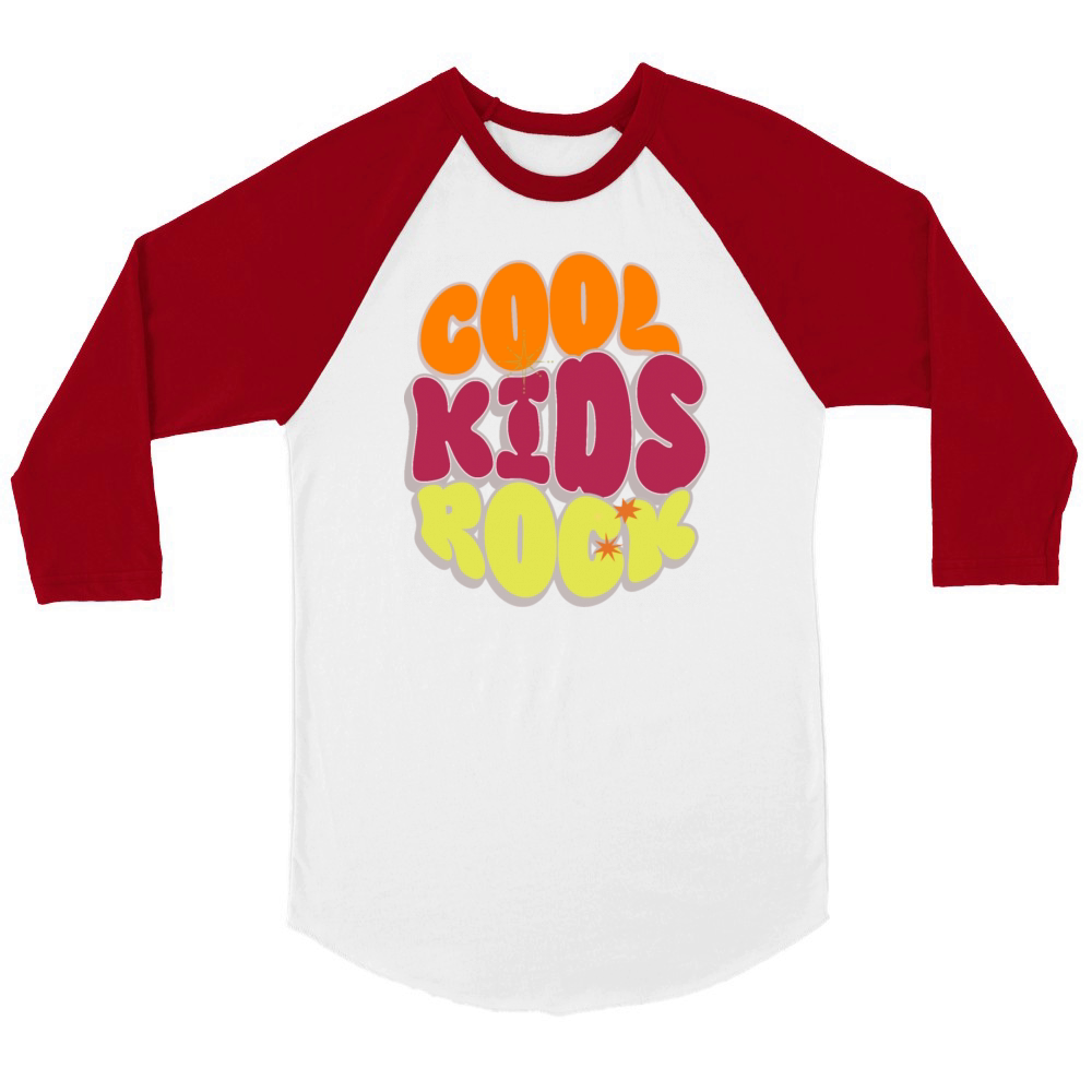 COOL KIDS ROCK Unisex ¾ sleeve Raglan T-shirt