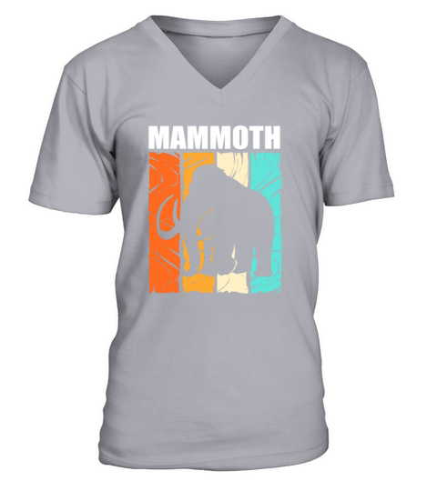Retro Vintage Woolly Mammoth Elephant Silhouette V-Neck T-shirt