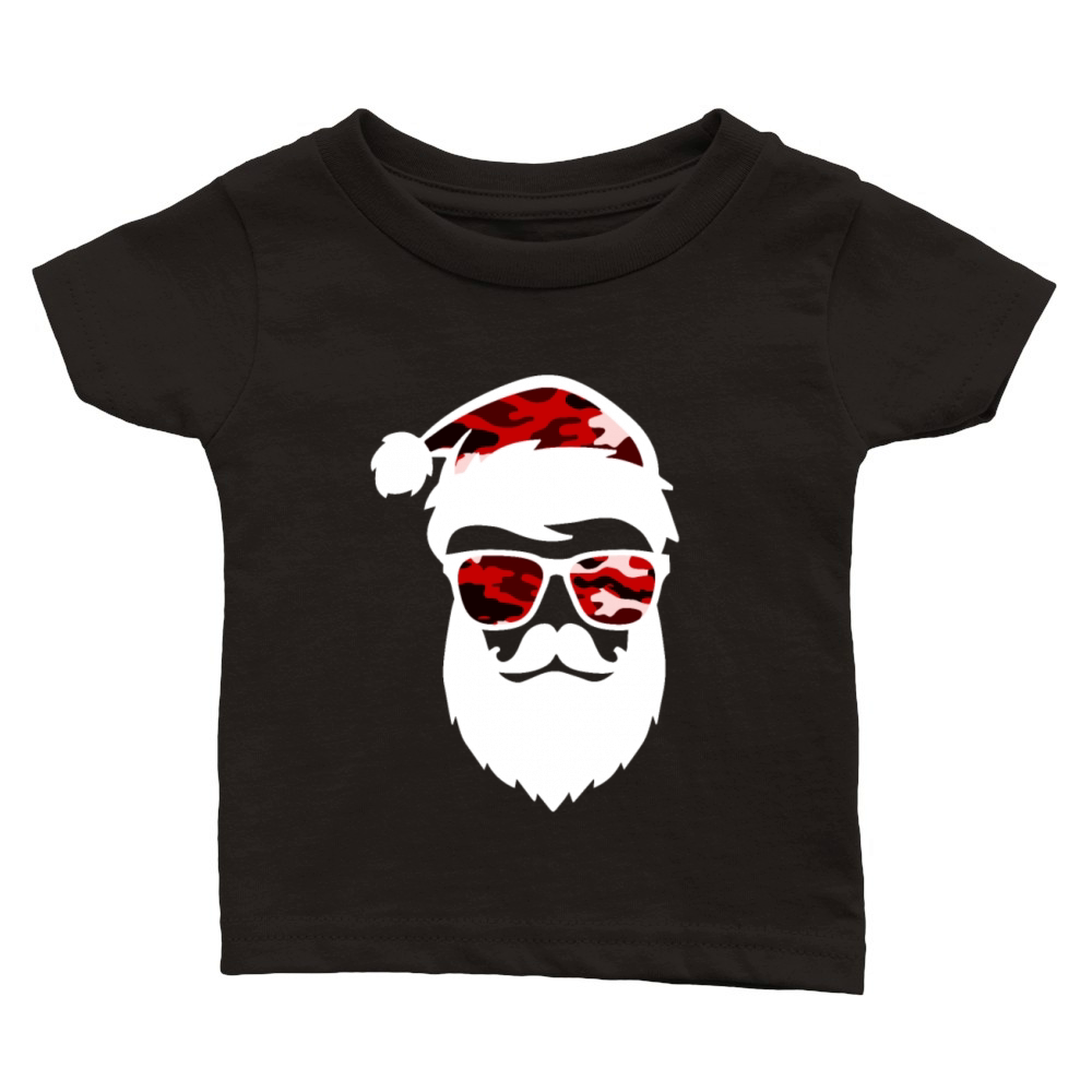 Funny Santa Claus Face Sunglasses Camo Camouflage Classic Baby Crewneck T-shirt