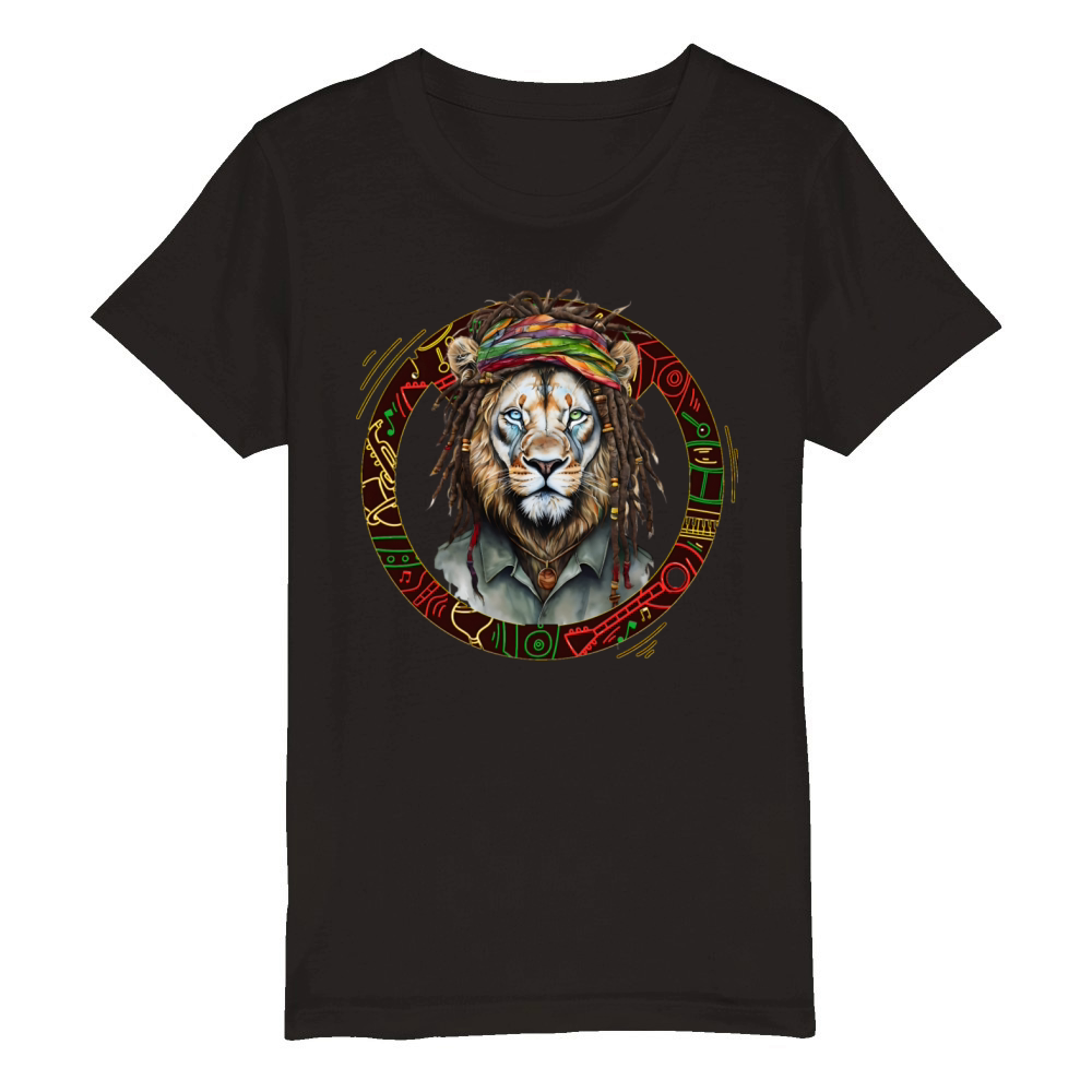 Rasta Lion Organic Kids Crewneck T-shirt