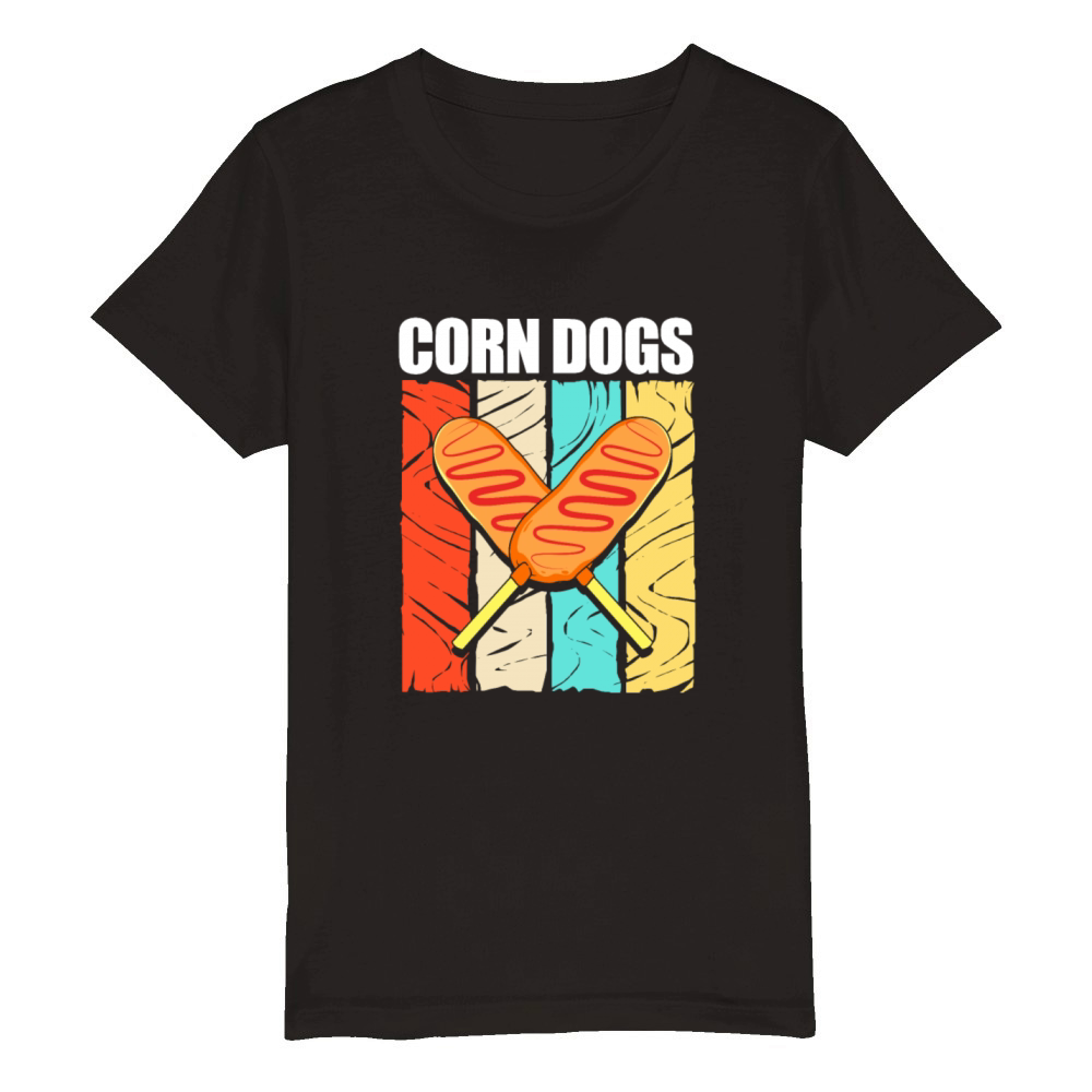 Retro Vintage Stick Food Lover Corn Dogs Organic Kids Crewneck T-shirt