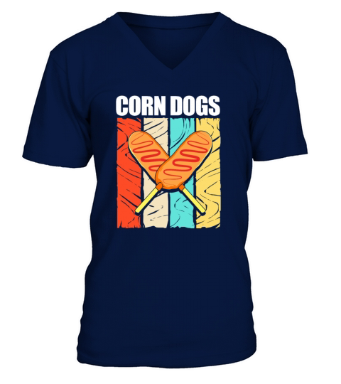 Retro Vintage Stick Food Lover Corn Dogs V-Neck T-shirt