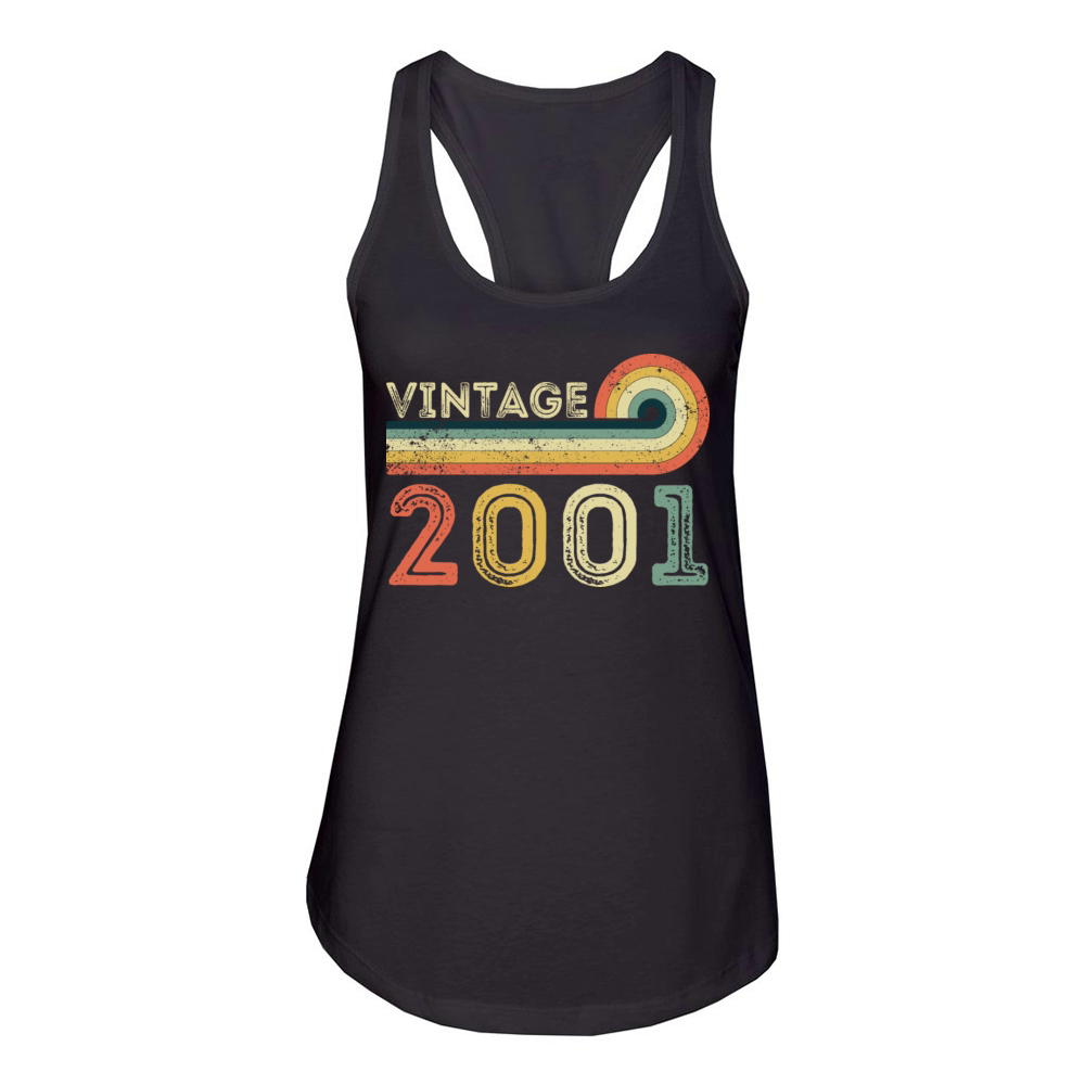 Vintage 2001 Born in 2001 Birthday Gift Women's Racerback Tank