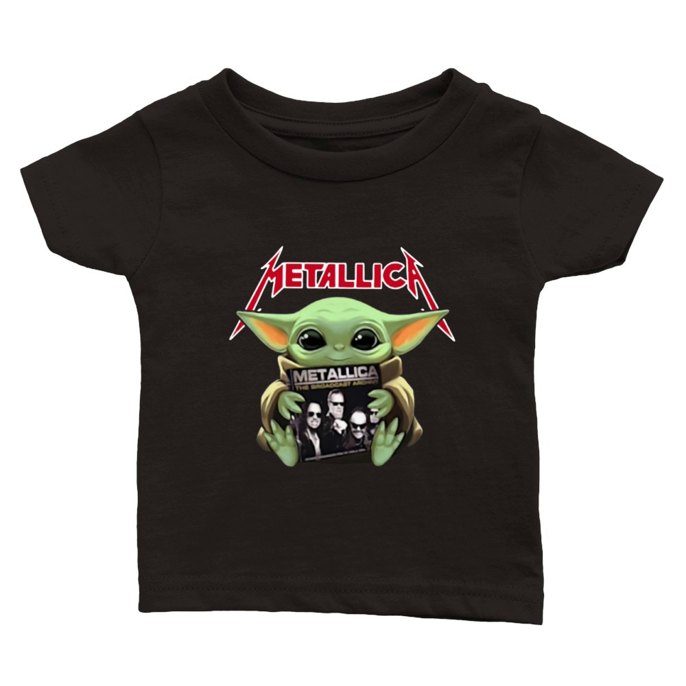 Baby Yoda hug Metallica Classic Baby Crewneck T-shirt