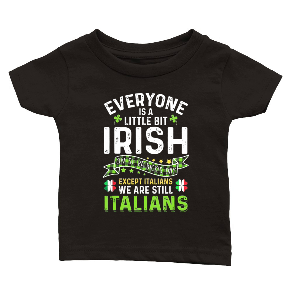Irish Italian St Patricks Day Shamrock Italian Flag Gift Classic Baby Crewneck T-shirt