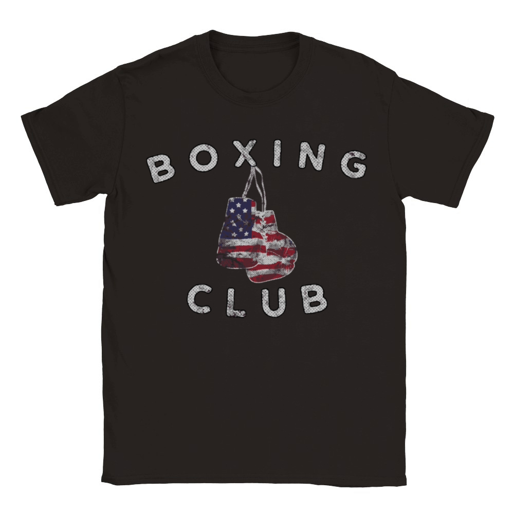 Boxing Club Vintage Us Flag Boxing Gloves Classic Kids Crewneck T-shirt
