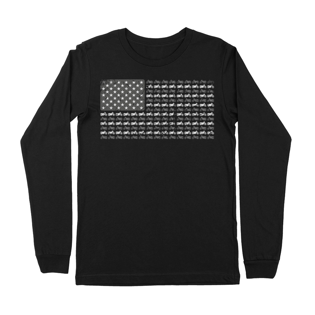 Motorbike USA Flag 4th of July Vintage Motorcycles Premium Long Sleeve