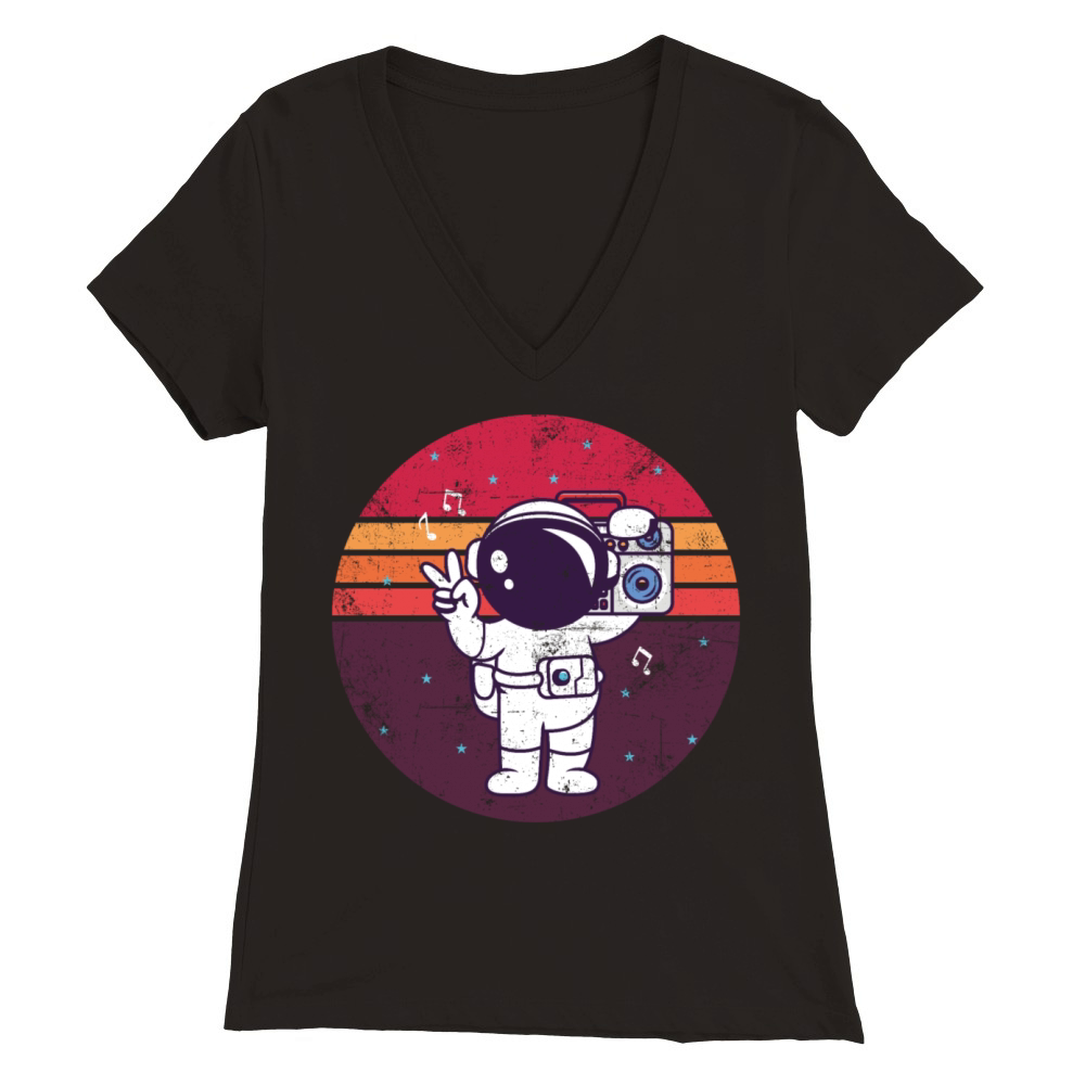 Music Astronaut Vintage Premium Womens V-Neck T-shirt