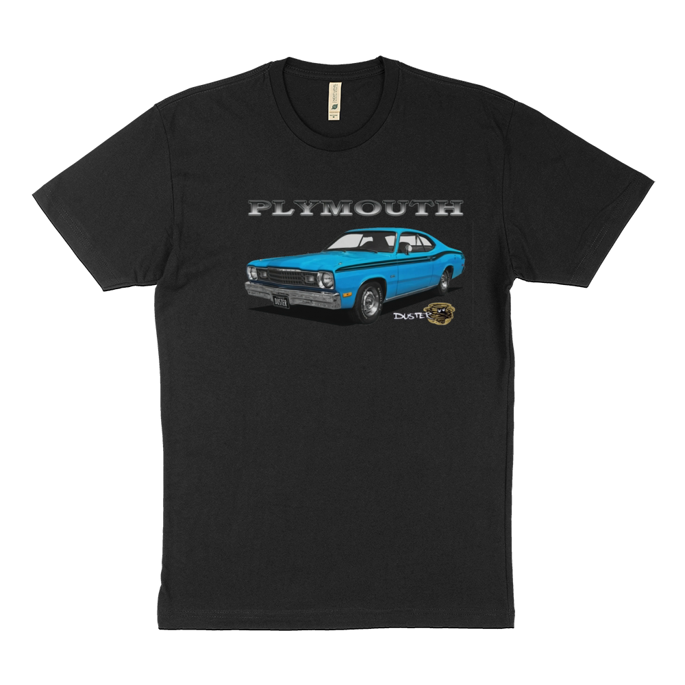 1973 74 Plymouth Duster Blue  Black Stripe Sustainable T-Shirt