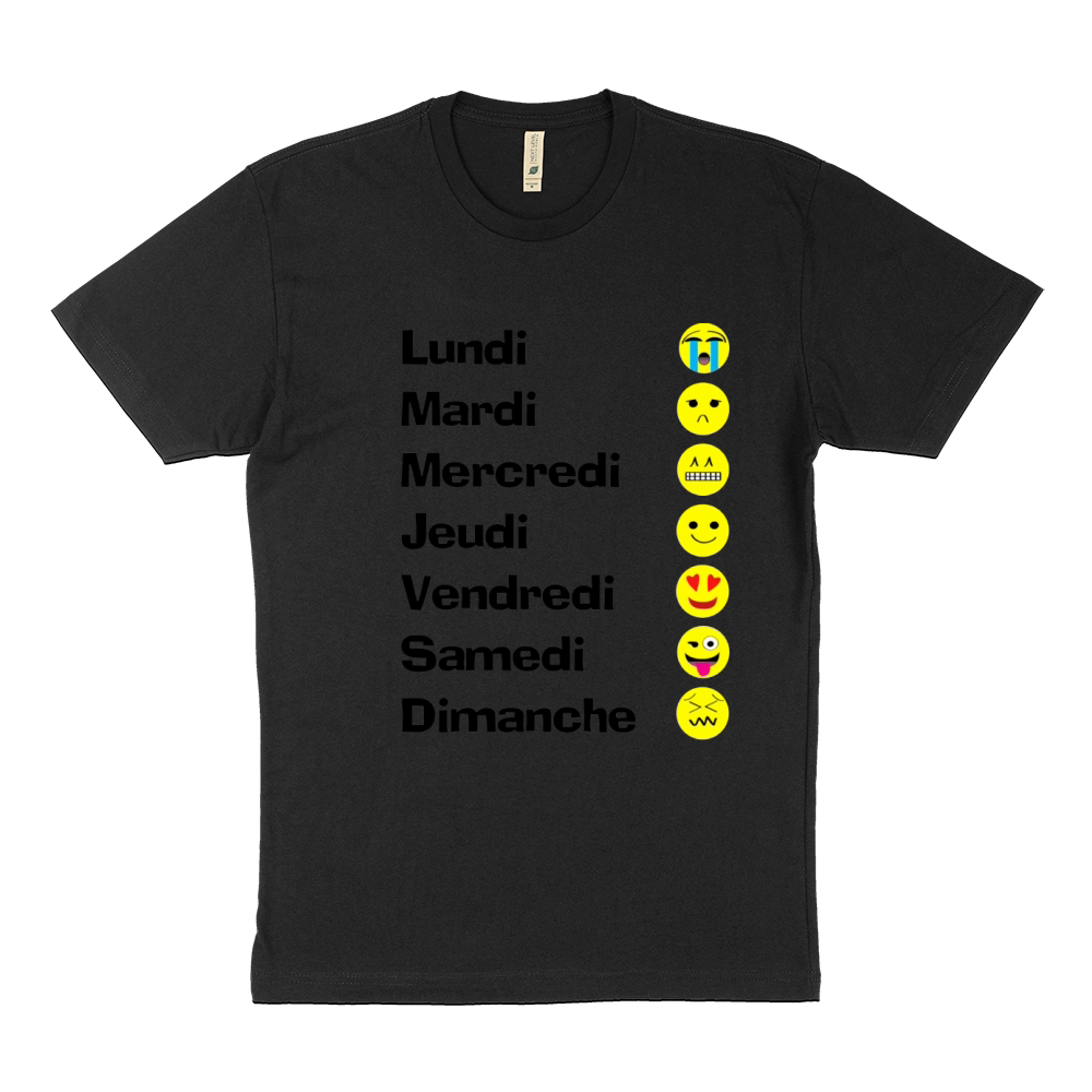 Days of the Week in French with Emojis Sustainable T-Shirt