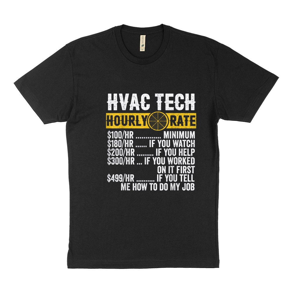 Funny Vintage HVAC Technician Apparel Hourly Rate Sustainable T-Shirt