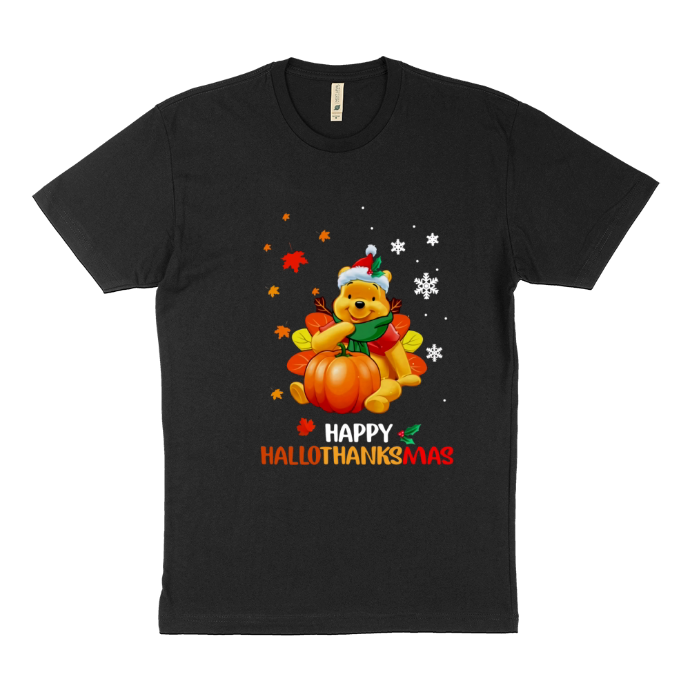 Pooh Bear happy Hallothanksmas Sustainable T-Shirt