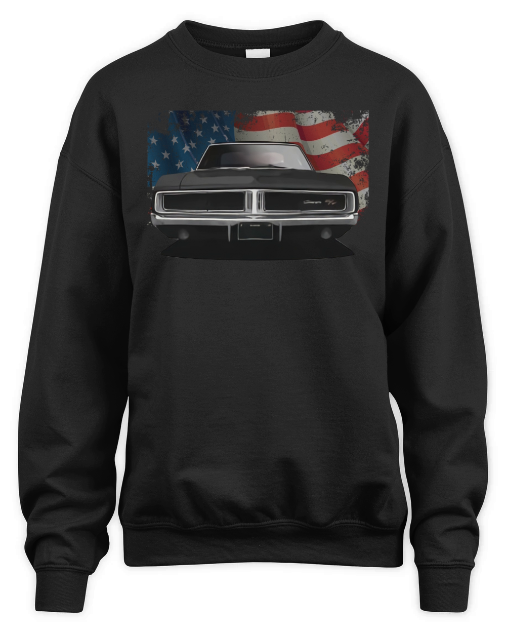 1969 Charger Black USFlag Unisex Premium Crewneck Sweatshirt