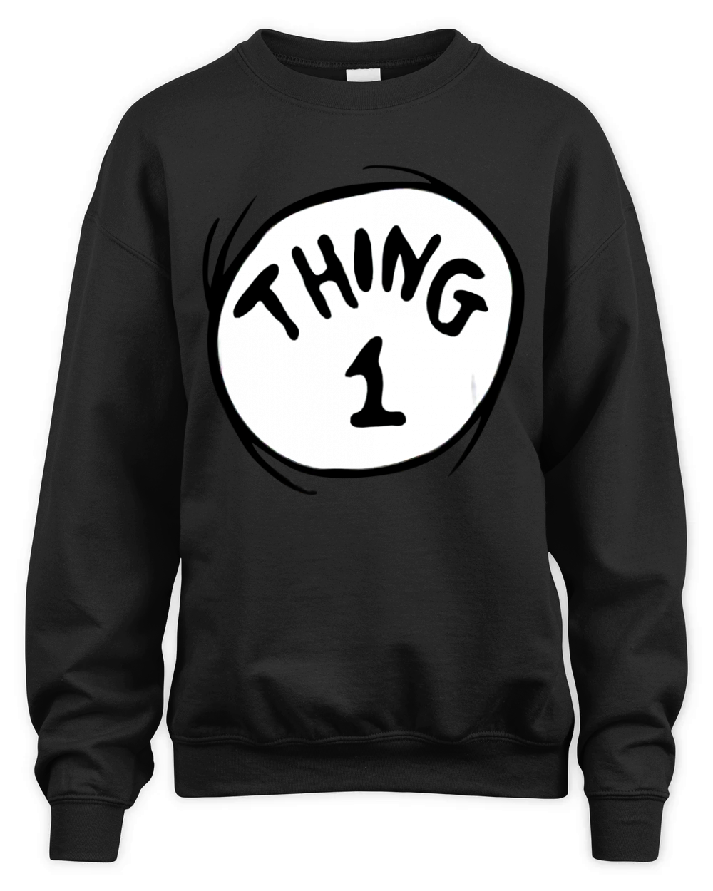 Dr Seuss Thing 1 Emblem RED Unisex Premium Crewneck Sweatshirt