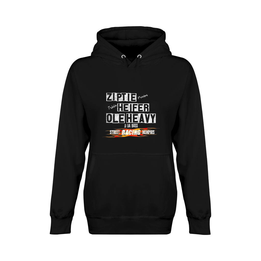 Ole Heavy Ziptie Heifer, Street racing, Outlaws, Memphis, JJ Unisex Premium Pullover Hoodie