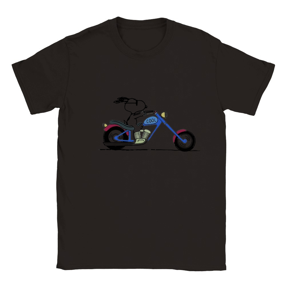 Cool Snoopy riding motorcycle Peanuts Classic Kids Crewneck T-shirt