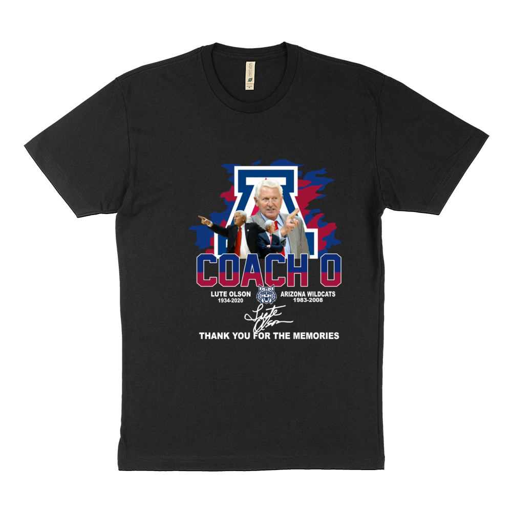 Coach O Lute Olson 1934 2020 Arizona Wildcats 1983 2008 Signature Sustainable T-Shirt