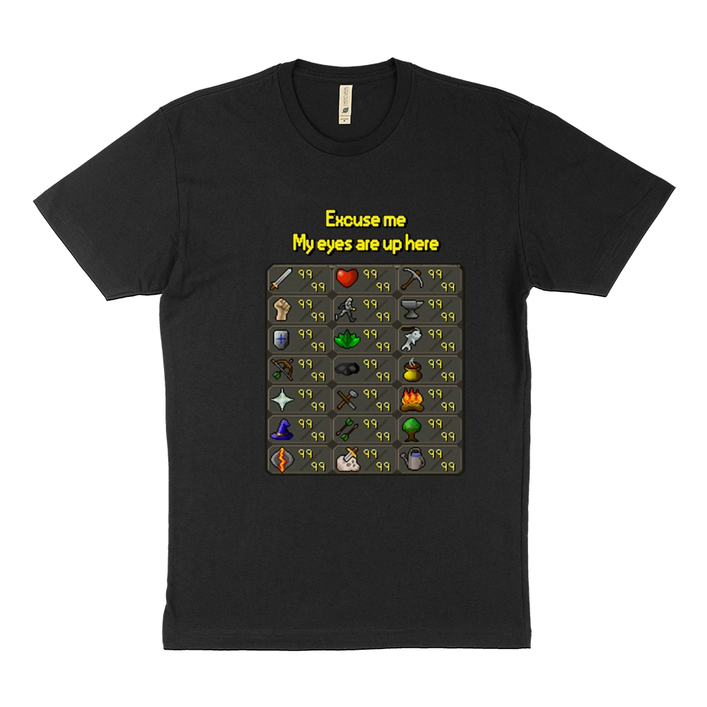 RUNESCAPE  MY EYES ARE UP HERE Sustainable T-Shirt