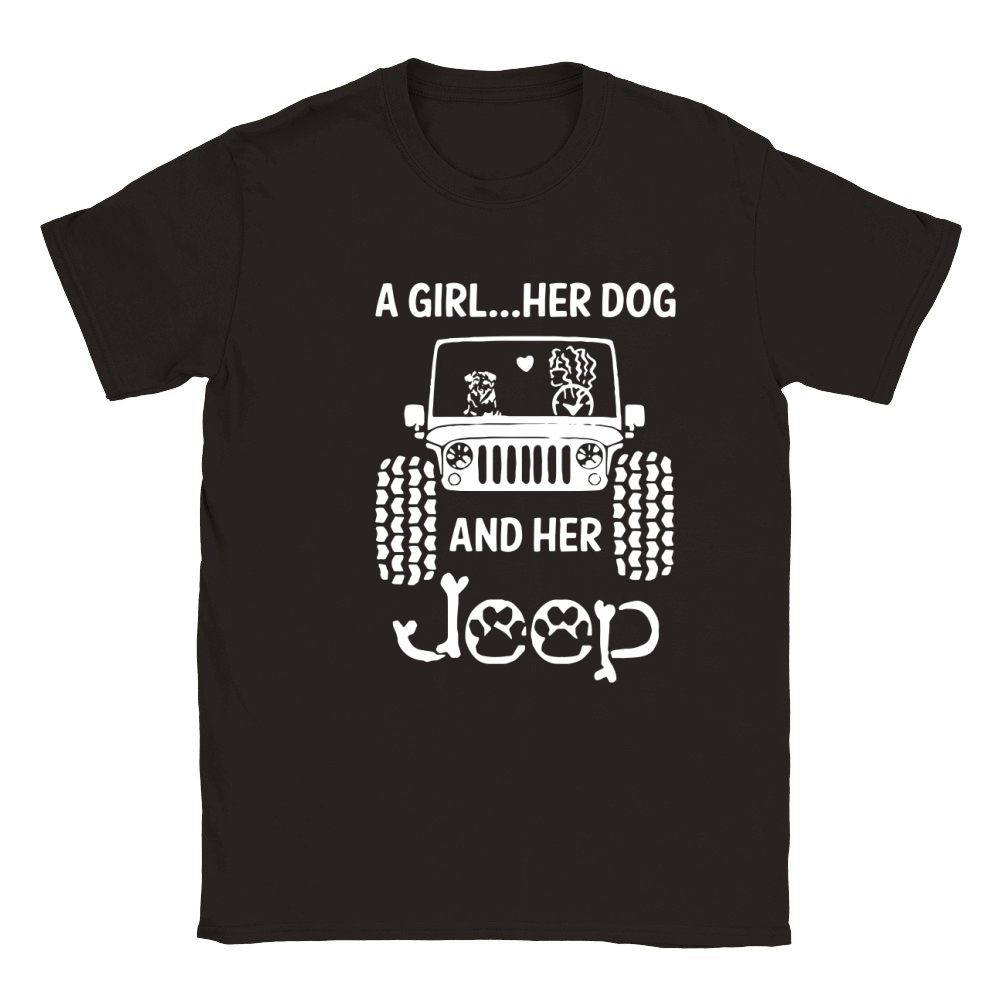 A GIRL HER DOG AND HER JEEP Classic Kids Crewneck T-shirt