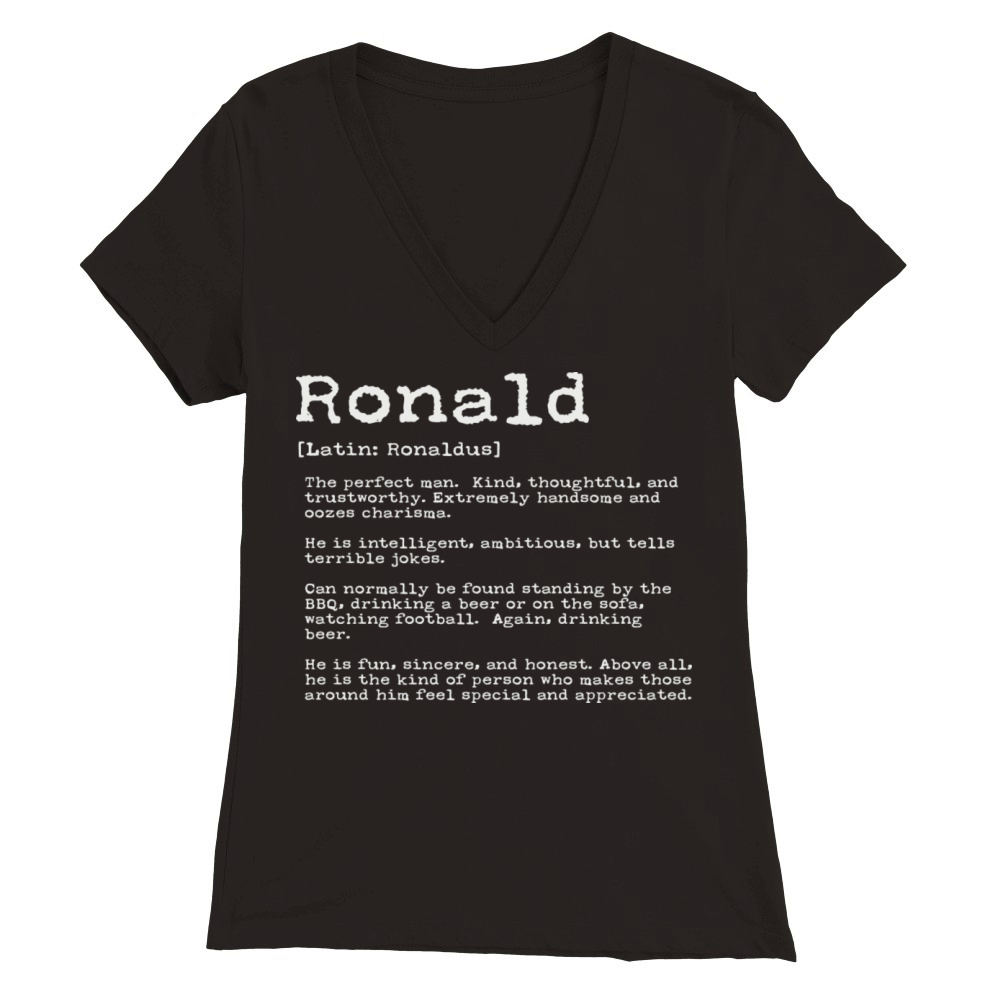 Funny Ronald Names Definition Funny Ronald Premium Womens V-Neck T-shirt