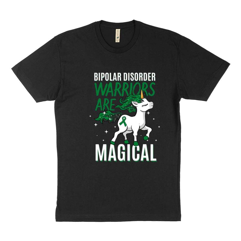 Bipolar Warrior Magical Unicorn Green Ribbon Mental Illness Sustainable T-Shirt