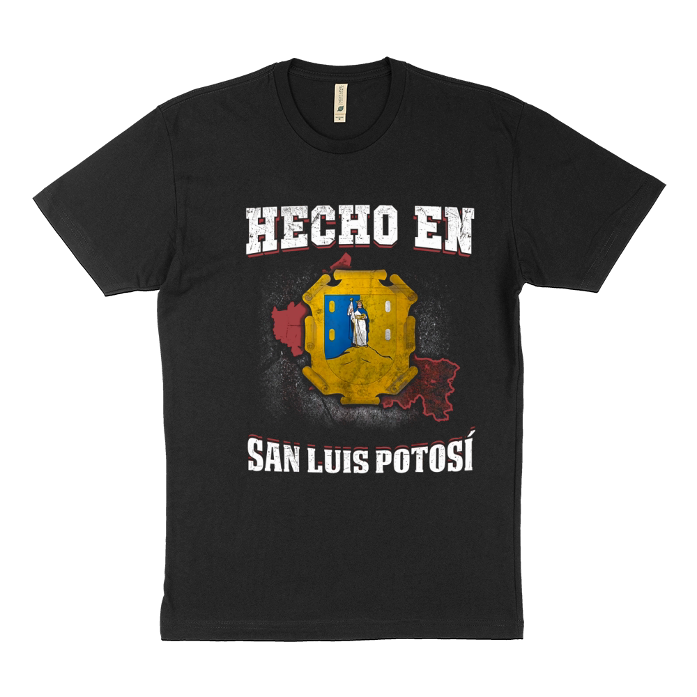 Hecho En San Luis Potosi Mexican flag t-shirts coat of arms Sustainable T-Shirt