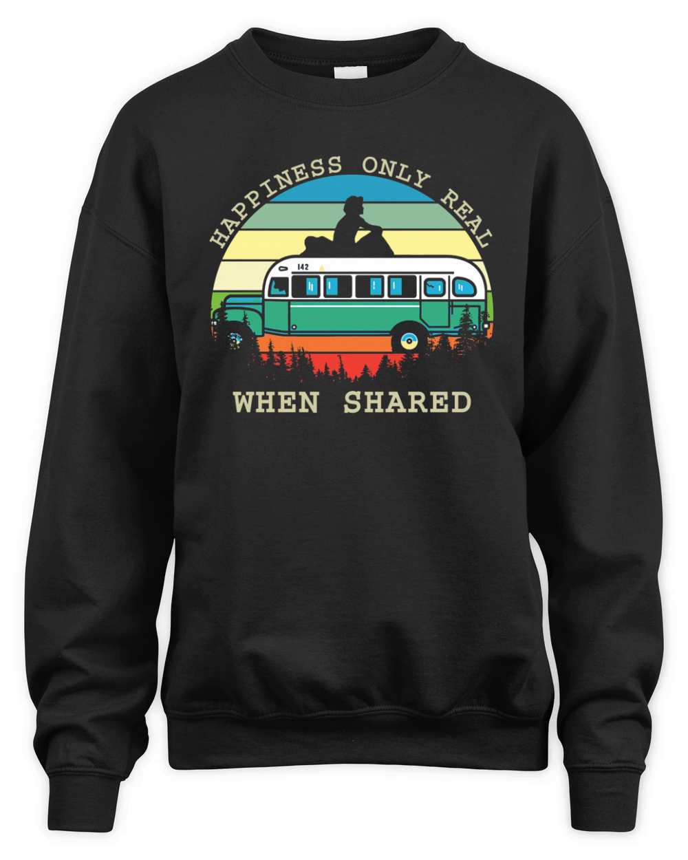 Happiness only real when shared vintage Unisex Premium Crewneck Sweatshirt