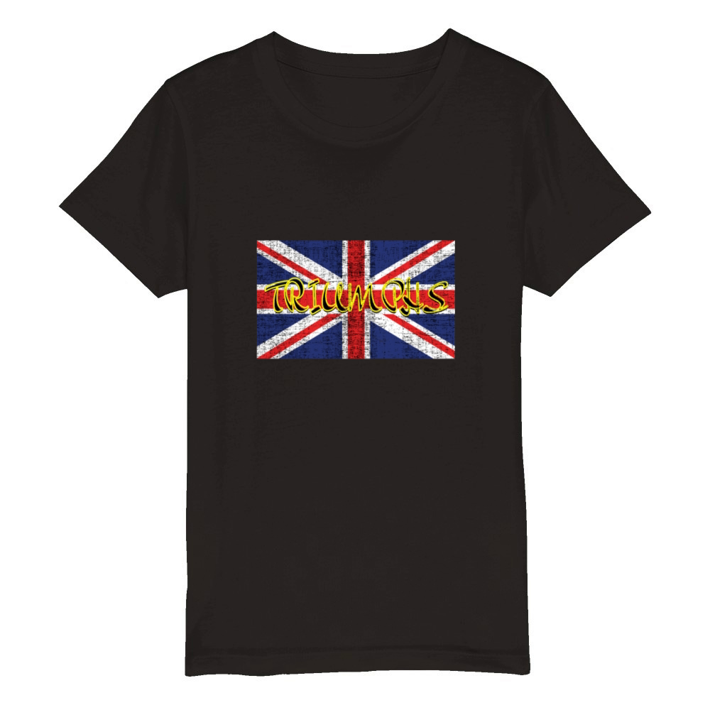 Triumphs Vintage England Flag Motorcycles Lover Organic Kids Crewneck T-shirt