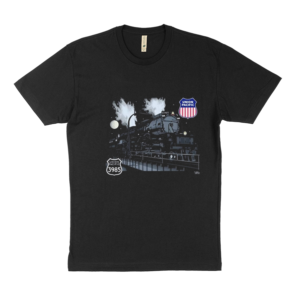 Union Pacific Challenger 3985 at Night Railroad Sustainable T-Shirt