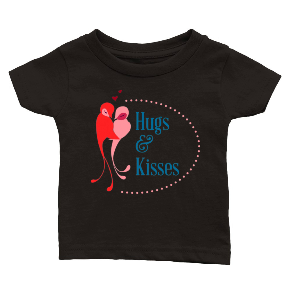 hugs and kisses love birds valentine Classic Baby Crewneck T-shirt