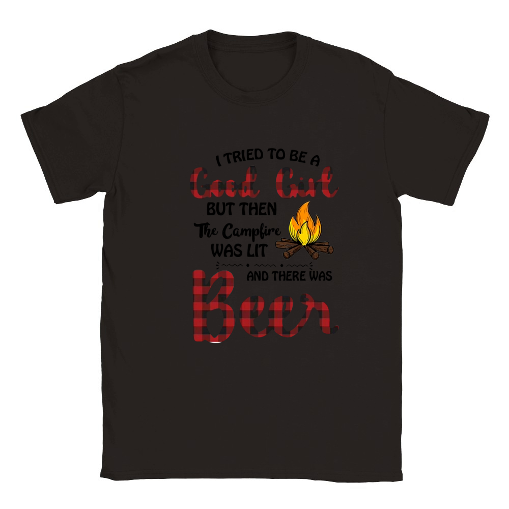 I tried to be good girl but then the campfire was lit and there was Beer Classic Kids Crewneck T-shirt